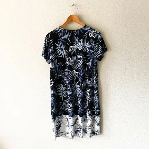 J. Jill blue and white leaf print dress short sleeve Wearever Collection M - Picture 5 of 7